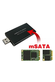 Boitier mSATA vers USB3 au format compact pour SSD de type mSATA 30mm ou 50mm