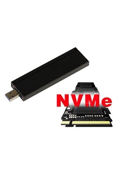 Boitier aluminium format clé USB pour SSD M.2 de type NVMe. Liaison USB3 5G