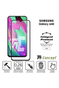 Verre Trempé Complet Incassable pour Samsung Galaxy A40 Couleur Noir