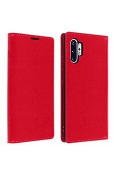 Etui Galaxy Note 10 Plus Folio Cuir Véritable Porte cartes Support Vidéo rouge