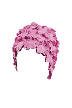 bonnet de bain femme caoutchouc fleurs roses