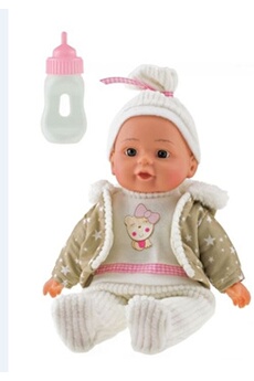Poupée bébé avec des vêtements d'hiver et un biberon 32cm