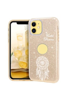 Coque Iphone 11 glitter paillettes dore dreamcatcher blanc