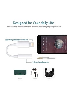 INECK® Adaptateur Lightning iPhone 7, 7 plus, 8, 8 plus, X vers prise  casque Jack 3,5 mm pour iPhone/7/7/Plus et iPhone 6, iphone 8 écouteurs  Rallonge