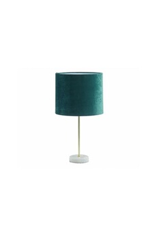 lampe de chevet en velours style charme aegon - socle en marbre - d. 25 x h. 43 cm - vert