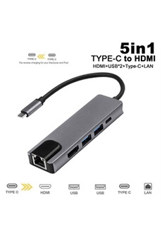 5 en 1 USB 3.1 Type C Hub USB 3.0 4K HDMI Adaptateur RJ45 Chargeur forMacbook
