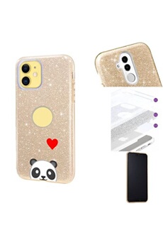 Coque pour Iphone 11 glitter dore panda emojii