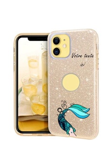 Coque pour Iphone 11 glitter dore sirene personnalisee