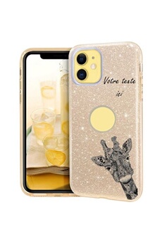 Coque pour Iphone 11 glitter dore girafe doodling personnalisee