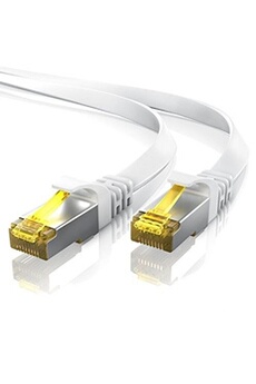 Cable ethernet RJ45 plat de la marque Cabling cat7 couleur blanche 15m