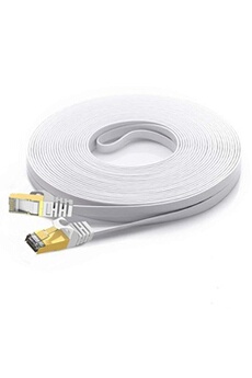 Cable plat catégorie 7 de la marque Cabling 10 mètre couleur blanc