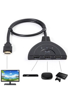 Switch HDMI de la marque avec 3 ports Full HD 1080p - 2,5 Gbps - HD-DVD - SKY-STB - PS3 -Xbox360 - Blu-Ray - Noir