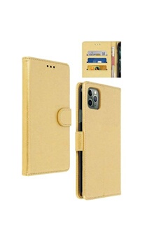 Etui en cuir éco de protection portefeuille pour iphone 11 pro max -doré - jaune