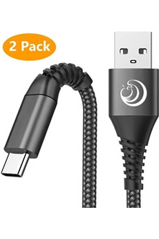 Câble USB C [2m+2m / Lot de 2] 3A Chargeur Type C en Charge Rapide Nylon Tressé Câble Chargeur pour Samsung Galaxy S20 S10 S9 S8 A50 A40 A70