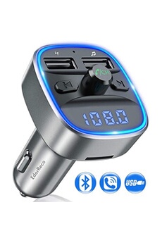 Transmetteur fm Bluetooth, Voiture Chargeur Lecteur MP3, Adaptateur Radio Sans Fil Kit Emetteur, Lumière ambiante