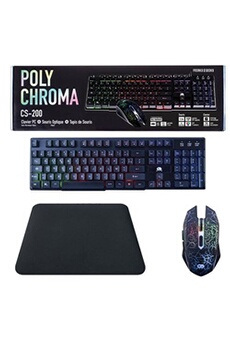 Pack clavier, souris et tapis Polychroma - Semi mécanique et souris 2400 Dpi