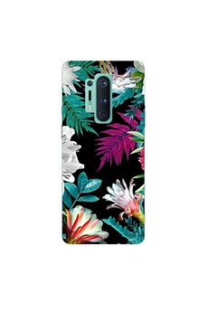 Coque pour OnePlus 8 PRO tropical Noir Fleur violet rose