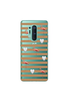 Coque pour OnePlus 8 PRO flamant raye coeur caramel