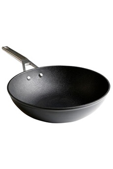 wok induction 28cm, aluminium forgé, 3 couches anti-adhésives titanium sans pfoa, wecook, ecosteel, , noir