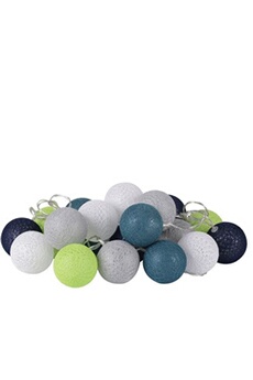 urban deco - guirlande lumineuse 20 boules fresh - diam. 6 cm - bleu, gris et blanc - fresh