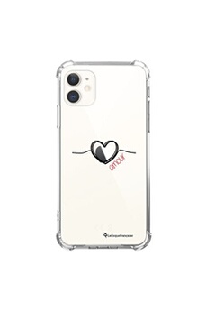 Coque souple renforcée pour iPhone 11 Coeur Noir Amour - La Coque Française