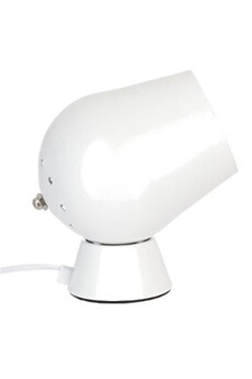 lampe à poser design en fer coloris blanc - dim : d 12,5 x h 18 cm --