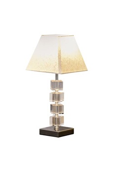 lampe style cristal - lampe de table design contemporain - ø 20 x 47h cm - abat-jour polyester blanc beige