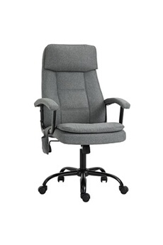 fauteuil bureau manager massant pivotant hauteur réglable tissu lin gris