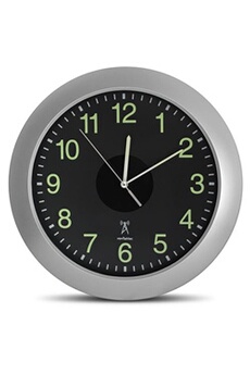 Horloge Murale Analogique Solaire - RadioPilotée - Pendule Design - Grands Chiffres - Idéal Cuisine, Bureau, Salon, Chambre - Ø 30 CM - Gris & Noir