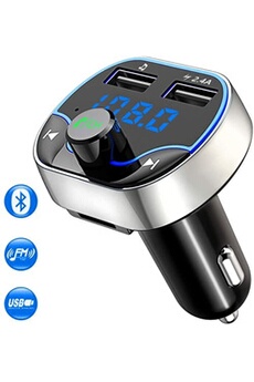 Transmetteur fm Bluetooth,Voiture Chargeur Lecteur MP3, Adaptateur Radio Sans Fil Kit Emetteur Double USB