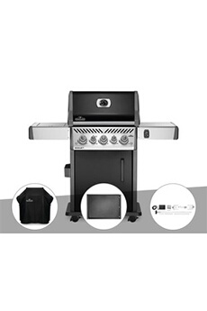 Barbecue à gaz Rogue SE 425 SIB noir 3 brûleurs + Housse de protection + Plancha + Rôtissoire
