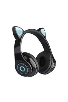 Casque Mignon chat Bluetooth 5.0 sans fil Hifi musique stéréo basse casque  lumière LED téléphones mobiles fille pour PC Kaki