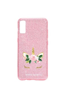 Coque pour Apple Iphone XR paillette rose motif Licorne et fleur