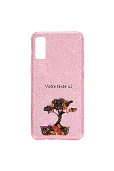 Coque pour Apple Iphone XR paillette rose motif bonsai japonais