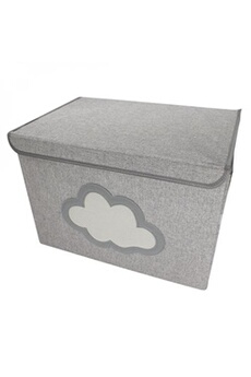 boite de rangement, coffre à jouets pour enfant avec couvercle - 50 x 35 x 35 cm - gris nuage