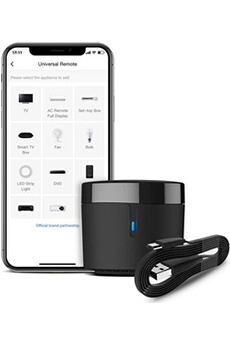 Hub de télécommande IR Universel RM4 Mini S avec câble USB de Moniteur d'humidité de la température, Fonctionne avec Alexa, Google Home, IFTTT