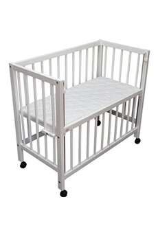 lit bébé à barreaux cododo en hêtre massif blanc 40x90 cm
