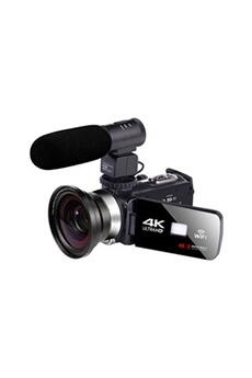 Caméscope F4 4K Ultra HD Avec objectif grand angle microphone Noir