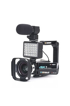 Caméscope AF2 4K Ultra HD Avec objectif grand angle microphone éclairage auxiliaire Noir