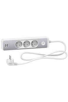 Multiprise pour canapé 1 prise 2P+T 16A + 2 USB - Blanc - Thomson