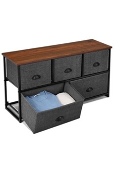 meuble de rangement giantex à 5 tiroirs tissu,100 x 30 x 53,5cm, commode de  chambre, petit meuble de rangement - Achat & prix
