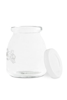 12 pots de yaourt en verre avec couvercles avec différents décors