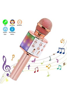 Micro Karaoké Microphone Sans Fil Portable Avec LumièRe ColoréE Pour  Enfants Adultes FêTe(Violet )