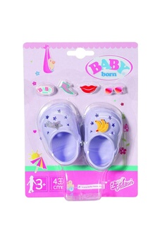 Poupée Zapf Creation Zapf creation 828311-b - baby born 43cm chaussures de vacances violettes avec 6 motifs à clipser