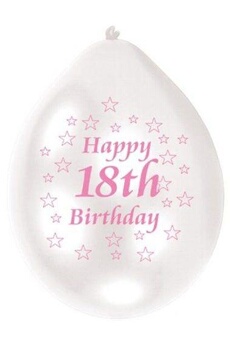 Article et décoration de fête Toycentre Amscan 22,8 cm-happy birthday 18th de 10 ballons en latex rose/blanc