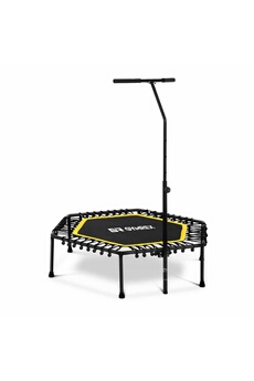 Trampoline Gymrex Mini trampoline de fitness à élastique barre de maintien tapis 85 x 95 cm jaune