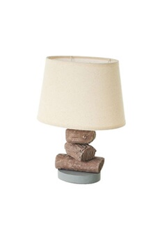 lampe à poser unimasa lampe rondin en ciment - hauteur 36 cm - diamètre 26 cm