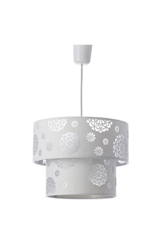 lustre unimasa lustre floral en polyester blanc - hauteur 23 cm - diamètre 30 cm