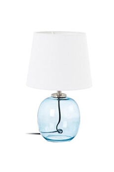 lampe à poser ixia lampe en verre bleu - hauteur 36 cm x diamètre 23 cm