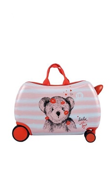 valise lulu castagnette - cabine enfants abs/pc ours bisous 4 roues 32 cm - imprime